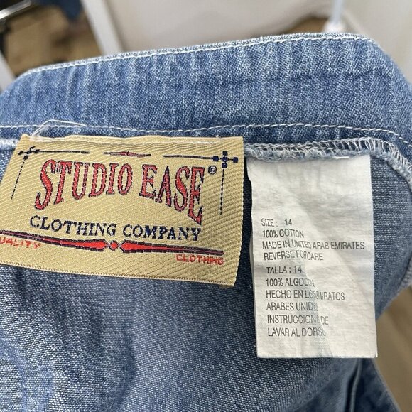 Vintage Western Button Front Denim Jumper Maxi Dress Sleeveless Y2K size 14 - Picture 6 of 6